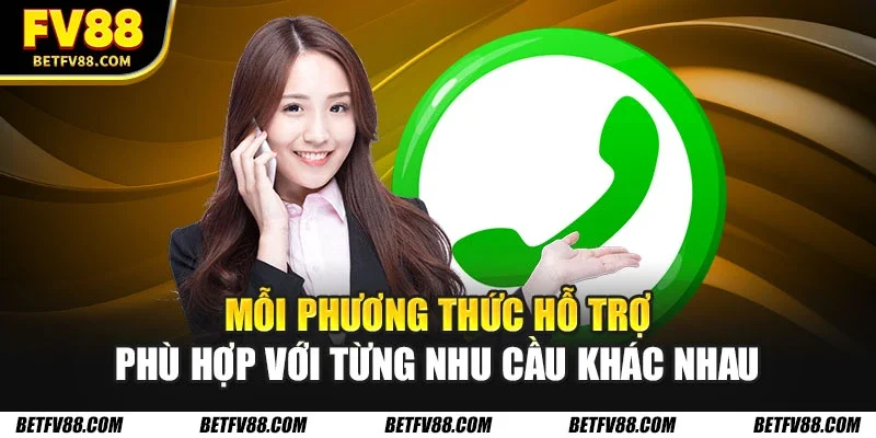 Mỗi phương thức hỗ trợ phù hợp với từng nhu cầu khác nhau